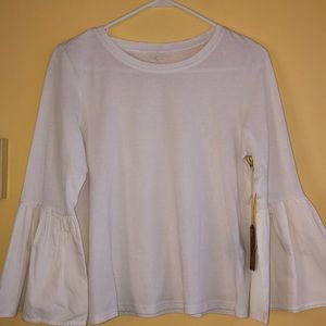 White shirt with long flowy sleeves